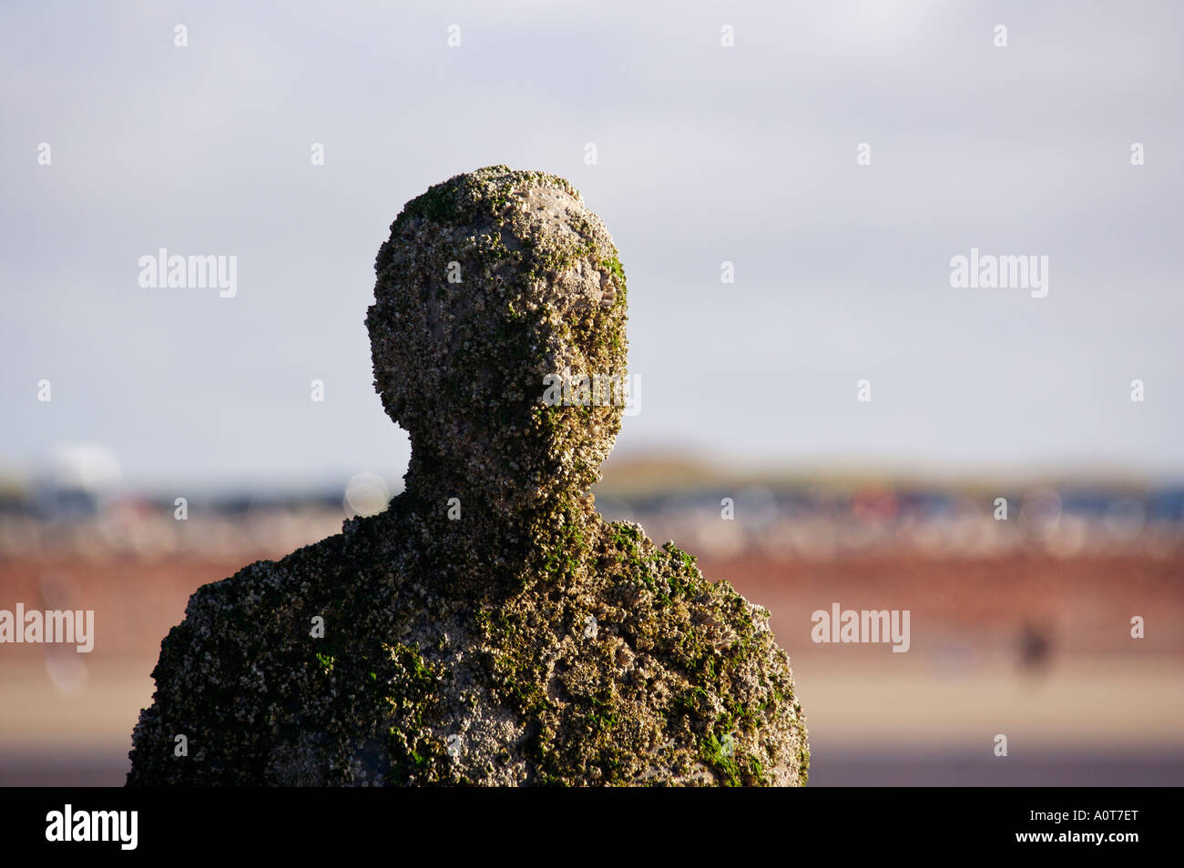 Anthony Gormley's bronze sculptures Crosby beach near Liverpool England