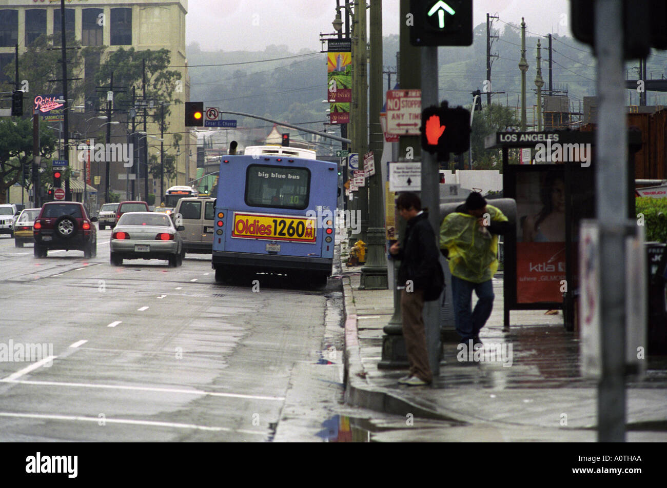 A rainy day in downtown Los Angeles California Stock Photo Alamy
