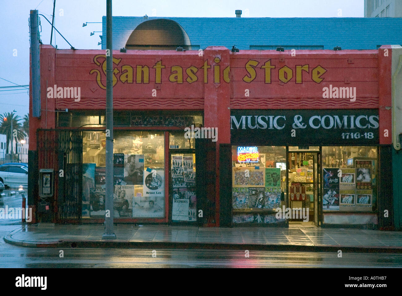 Old secondhand record store on Highland Avenue in Hollywood California Stock Photo