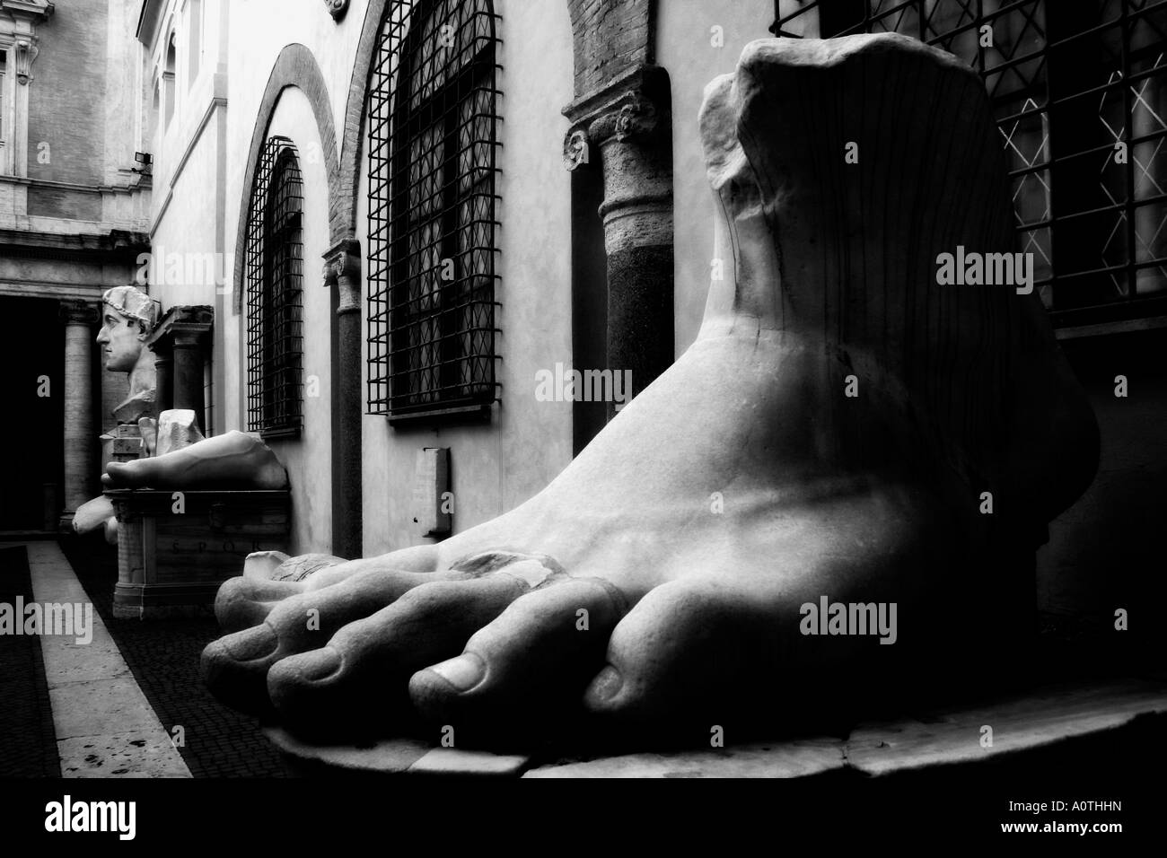 Fragments of the giant statue of the Emperor Constantine in the