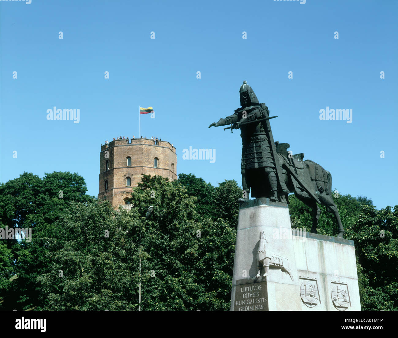 Statue of Gediminas Gediminas Castle World Heritage Stock Photo