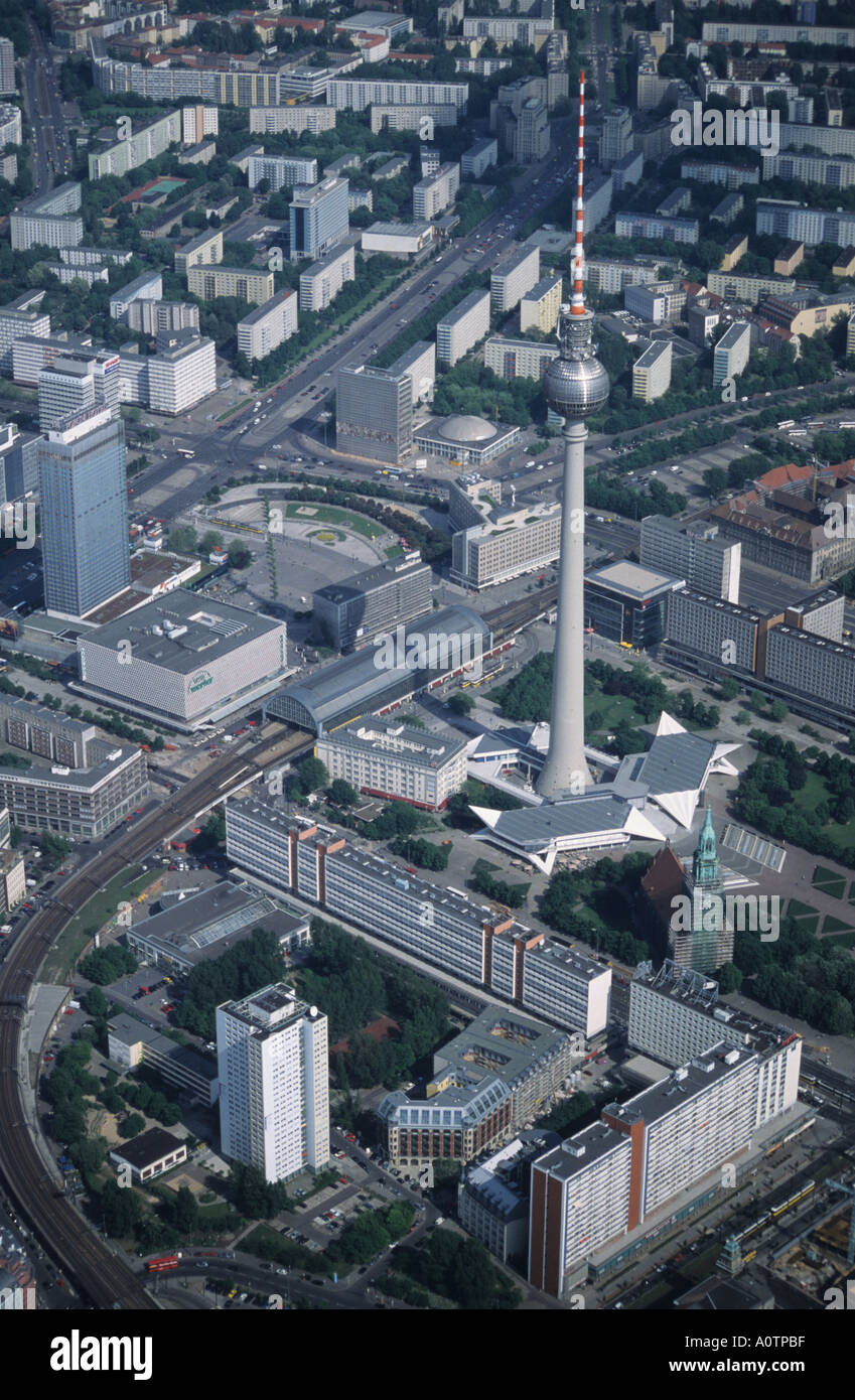 Aerial view of Berlin Alexanderplatz with telecoms tower Stock Photo