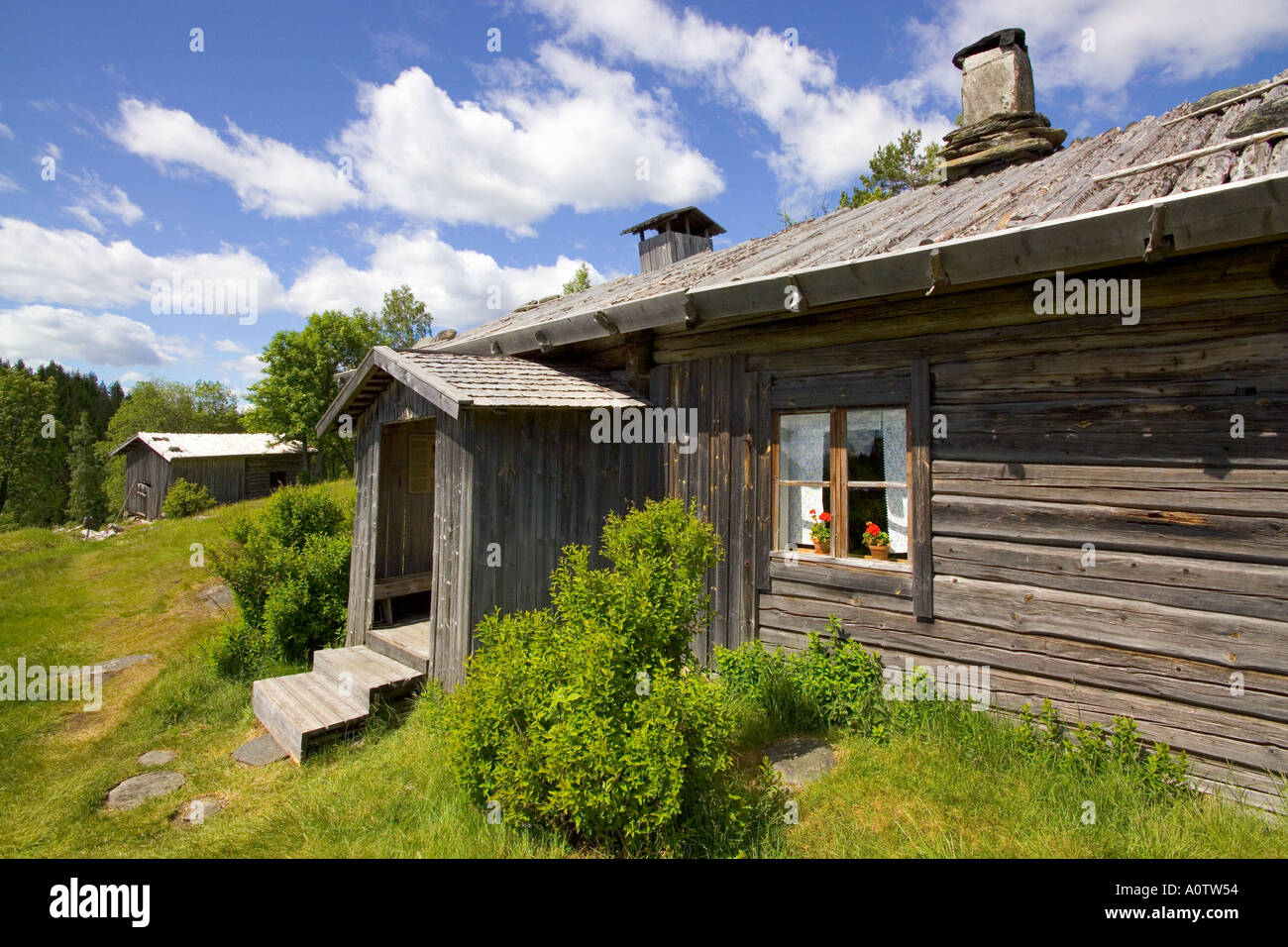 Traditional Finnish House at Ritamaki near Torsby in Varmland County Sweden Stock Photo