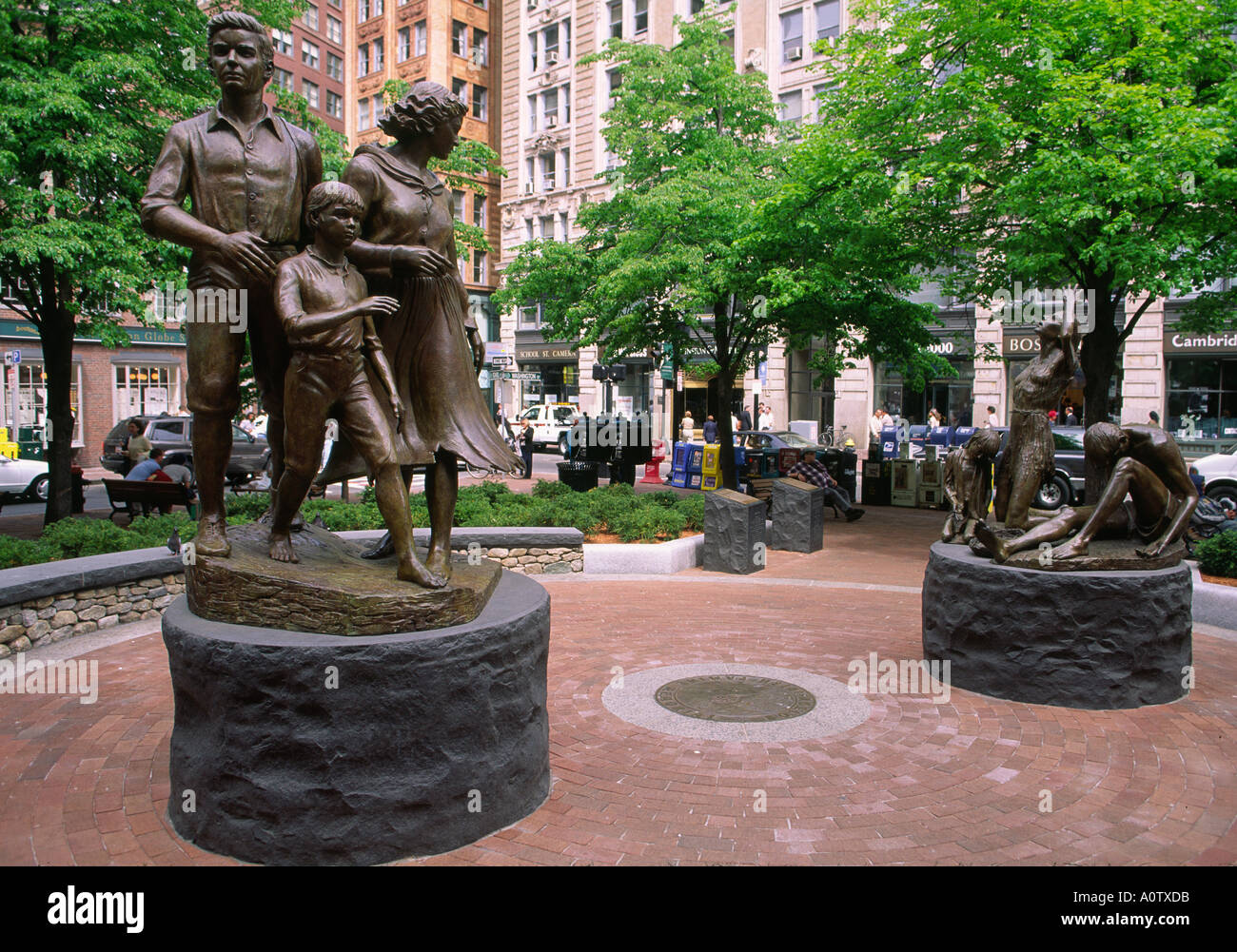 Irish potato famine memorial statue downtown Boston Stock Photo