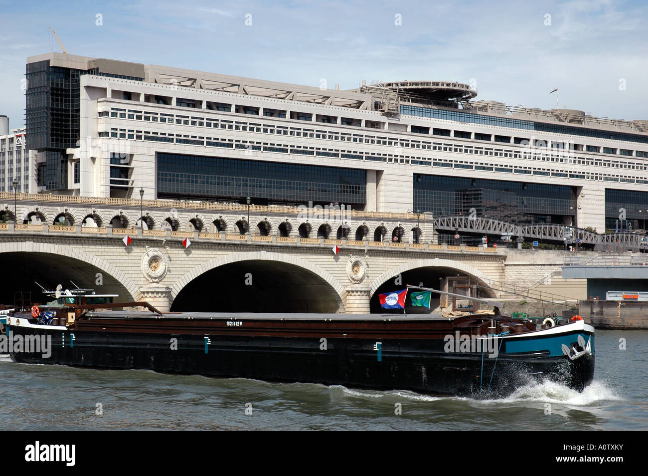 Bercy bridge and finance ministry Paris France Quai de la gare Stock Photo