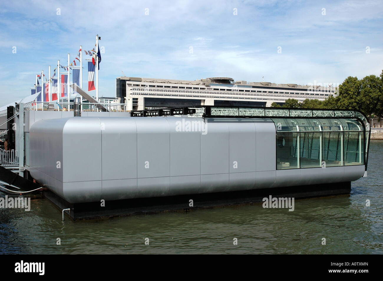 Seine river Paris France ,Floating pool Josephine Baker, Port de la Gare,Quai de la Gare Stock Photo