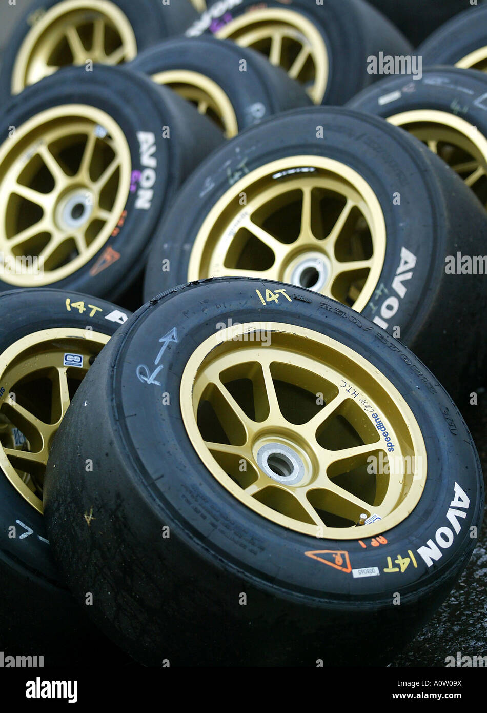A pile of racing car tyres Stock Photo - Alamy