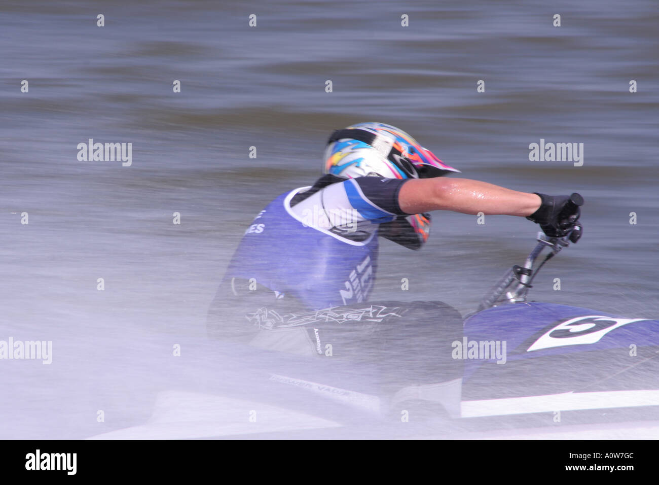 Competitor at national jet ski finals 2005 at Willen Lake in Milton