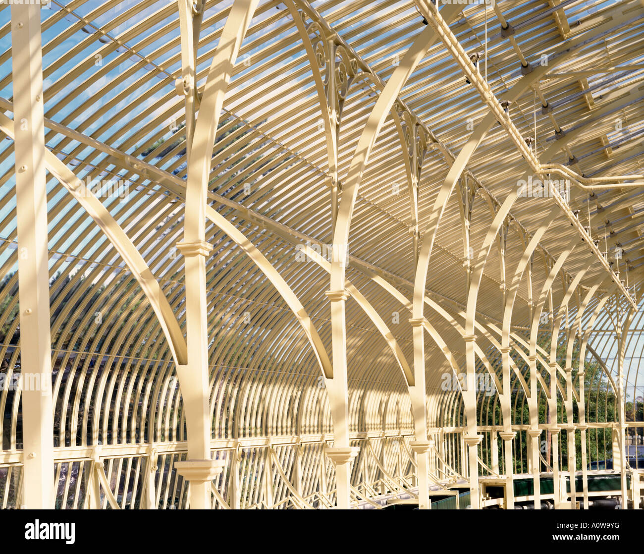 detail of the great palm house botanic gardens dublin ireland Stock