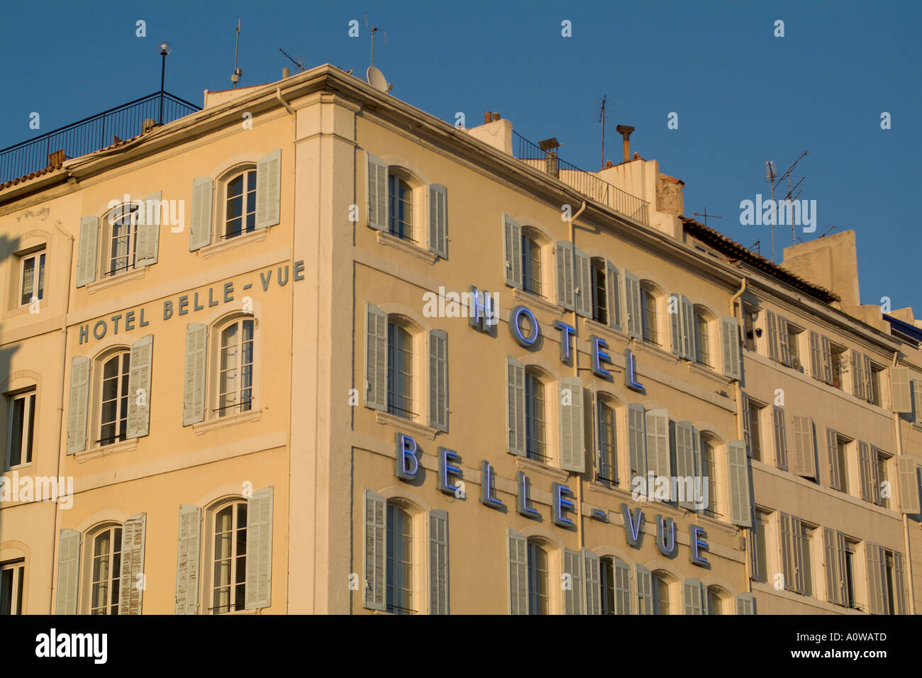 France marseille hotel belle vue facade on the vieux Stock Photo Alamy