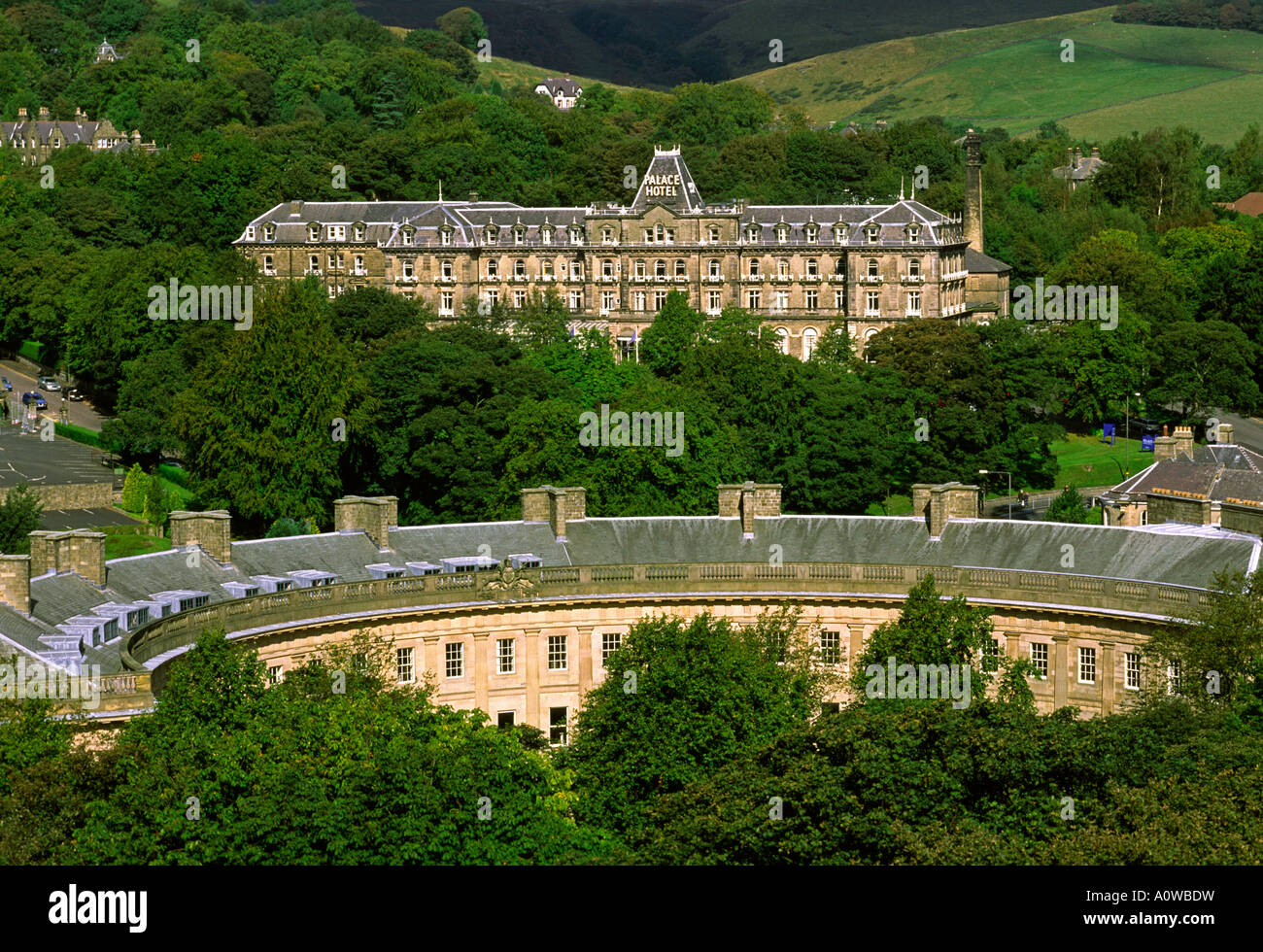 The skyline at Buxton in the Peak District Derbyshire England UK with