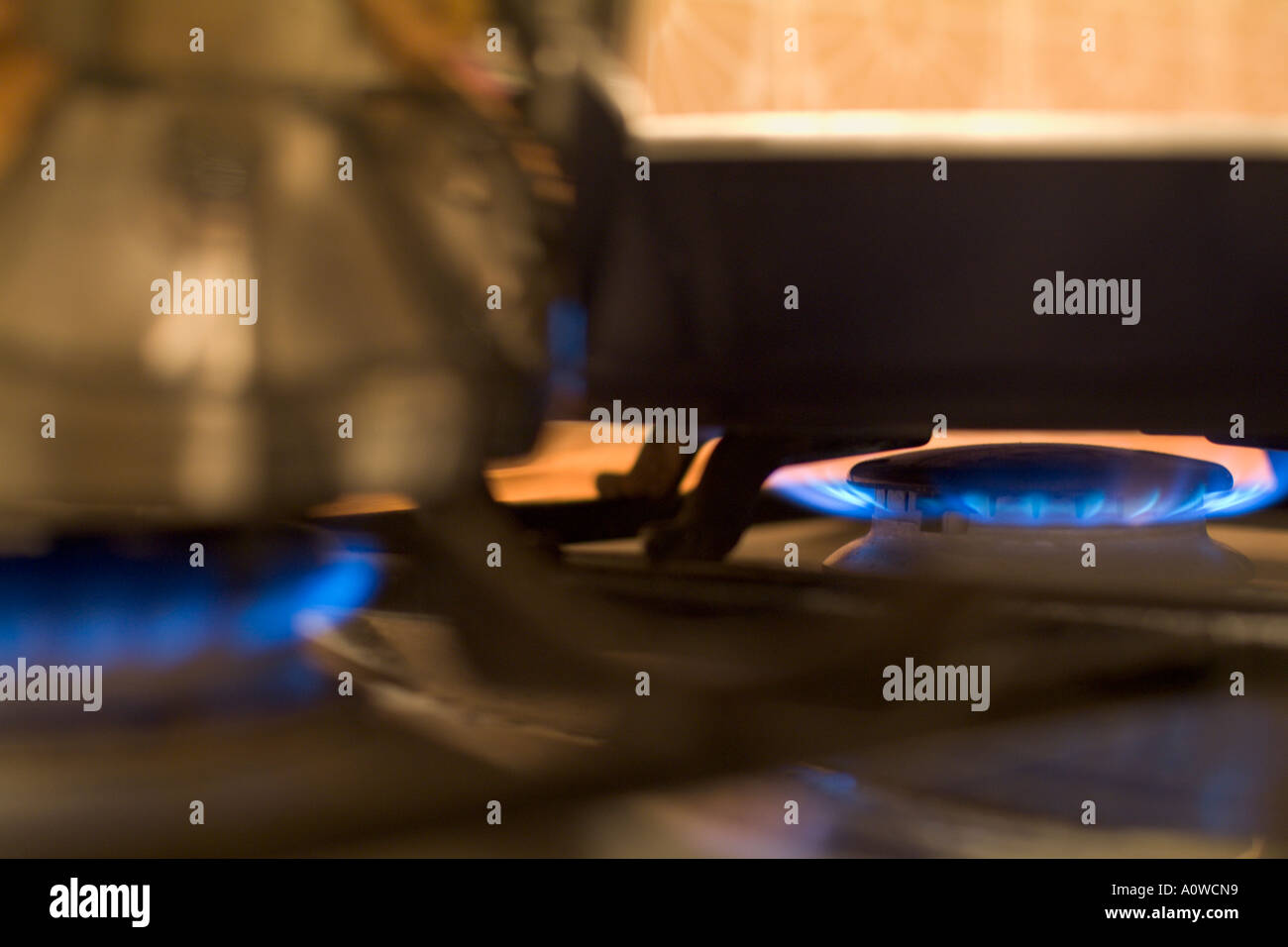 Elements on a gas stove heating up Stock Photo Alamy