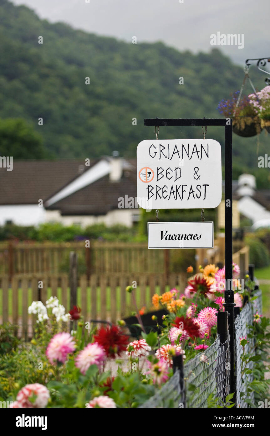 Vacancy Sign in Cottage Garden for Grianan Bed and Breakfast Glencoe Village Scotland Stock