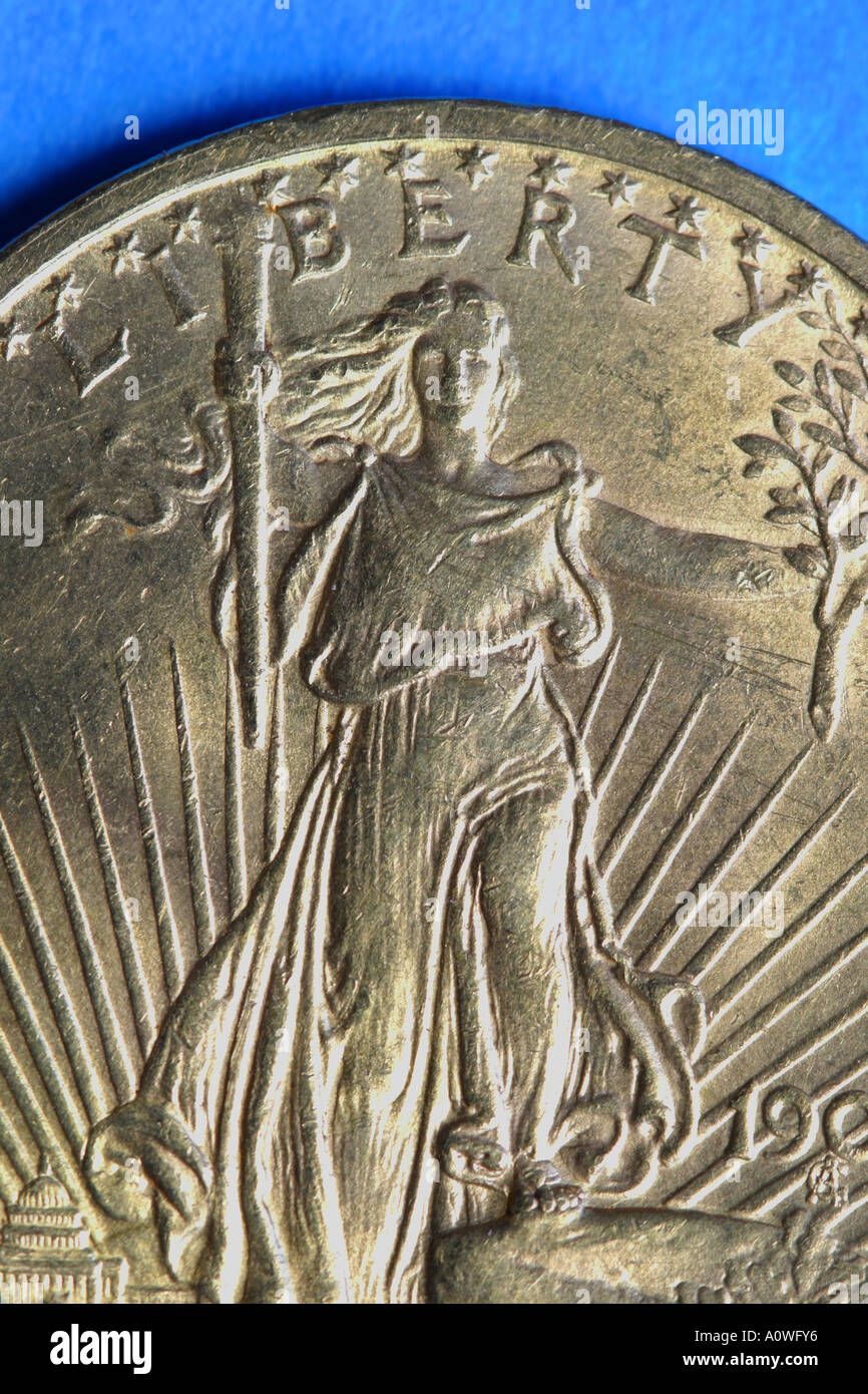 US Gold Coin 20 dollar coin Lady Liberty Stock Photo Alamy