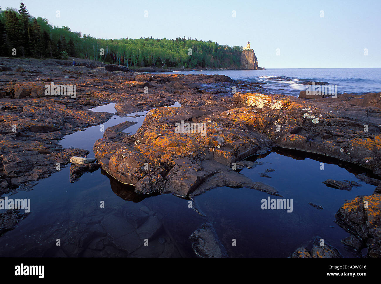 Split Rock Lighthouse along the shore of Lake Superior Minnesota Stock Photo