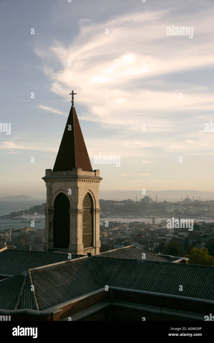 VIEW FROM SAINT ANTHONY'S CATHOLIC CHURCH, ISTANBUL, TURKEY Stock Photo