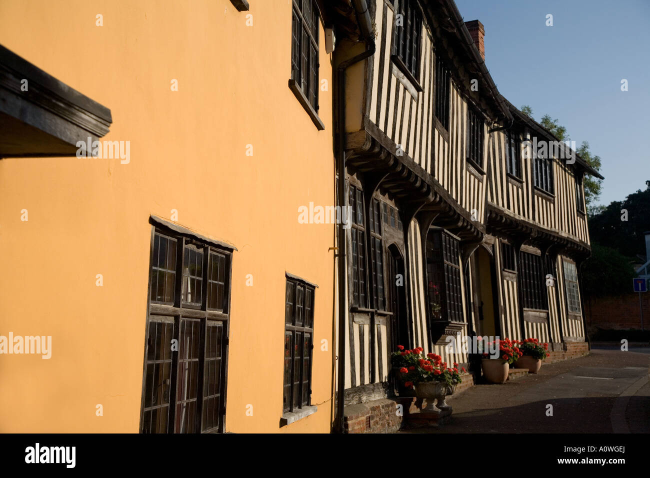 Lavenham timber framed houses Suffolk. Stock Photo