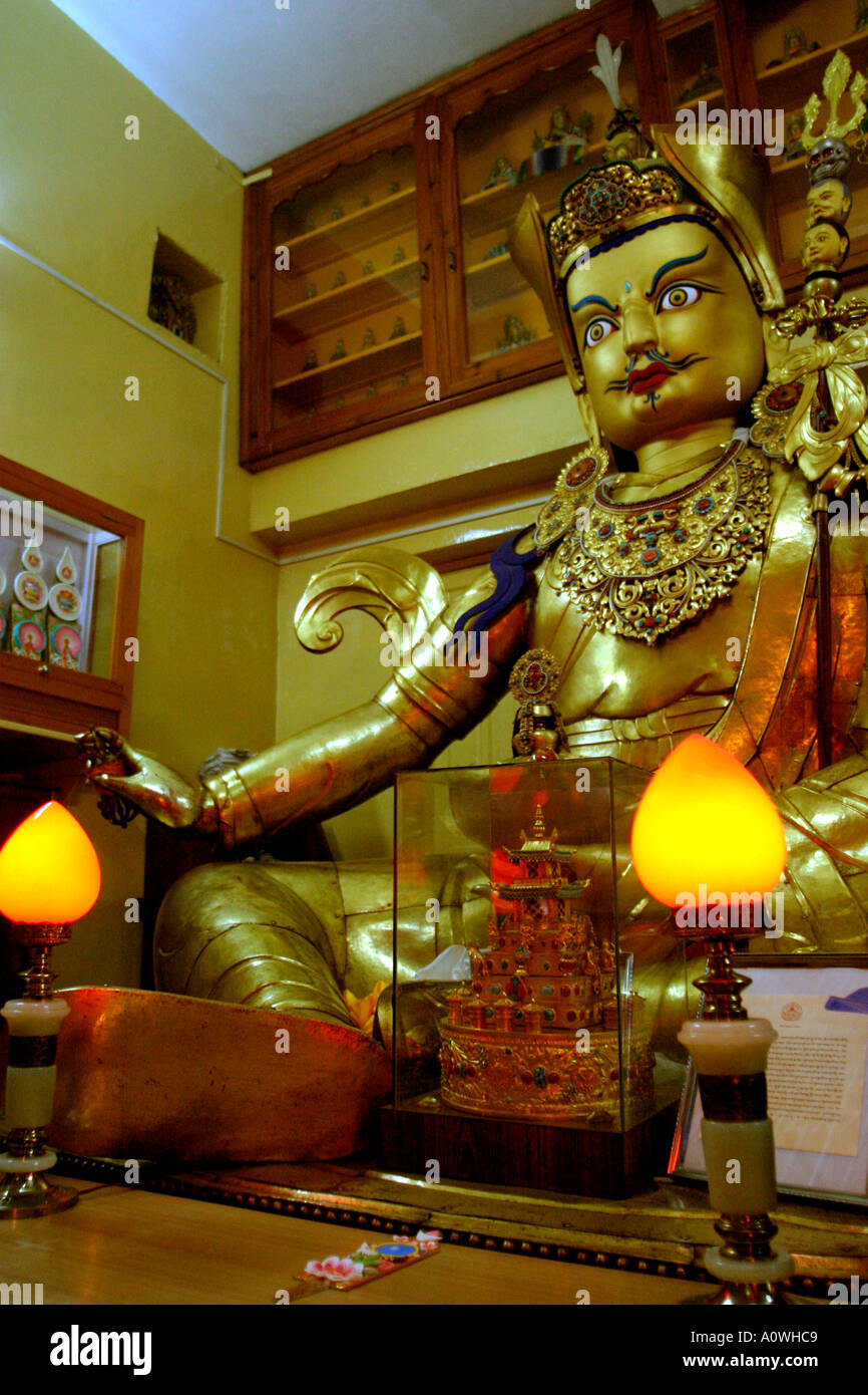 statue at the dali lama temple in mcleod gange india Stock Photo