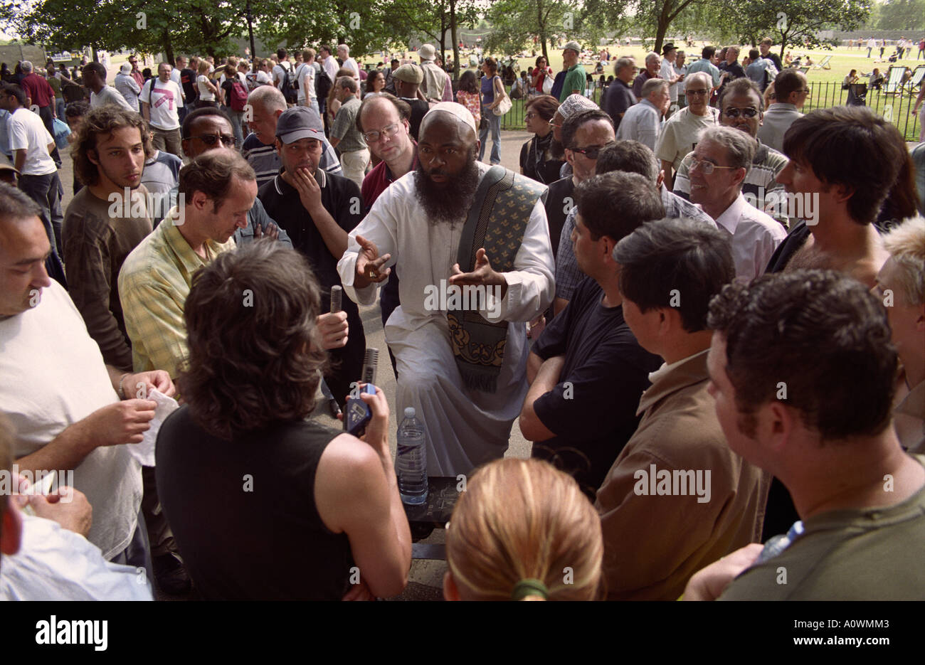 United Kingdom, England, London. Muslim preacher at Speaker s Corner in Hyde Park Stock Photo