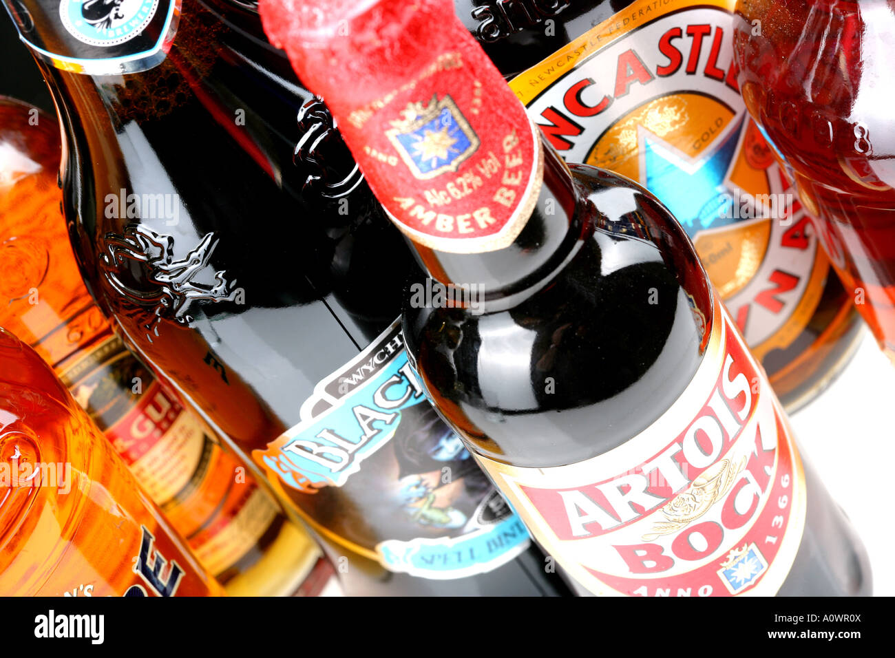Various Bottled Beers Stock Photo
