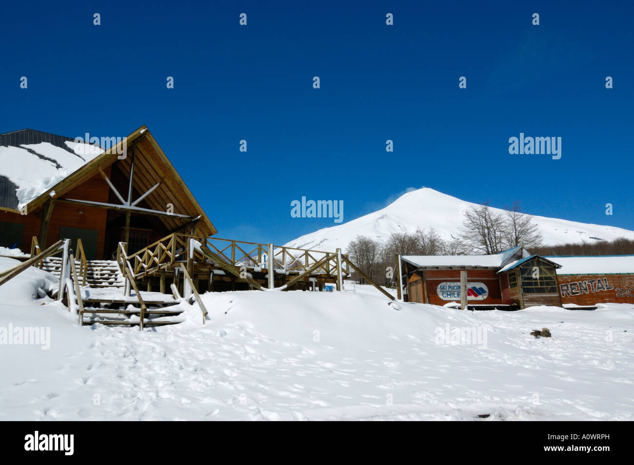 Pucon skiing center at volcano Villarrica Chile Stock Photo - Alamy