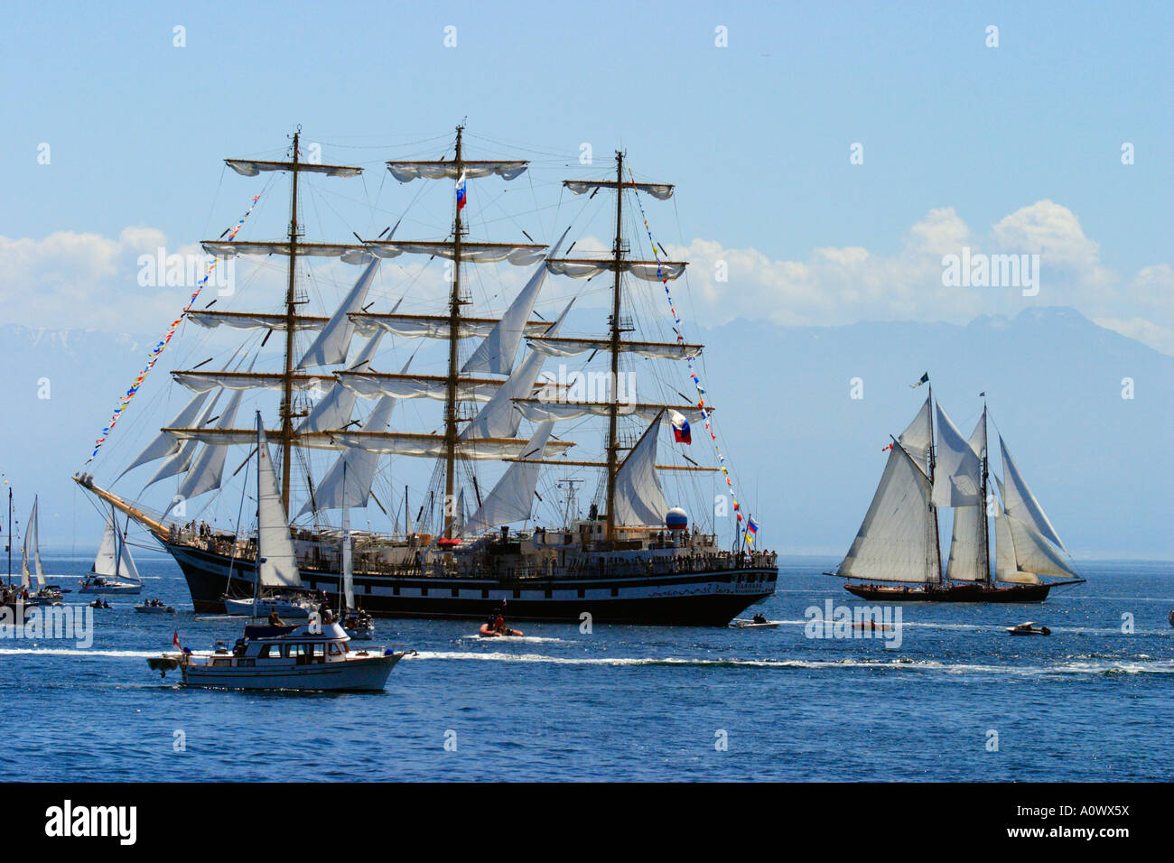 World's largest tall ship, Russian built Pallada at Tall Ship festival-Victoria, British Columbia, Canada. Stock Photo