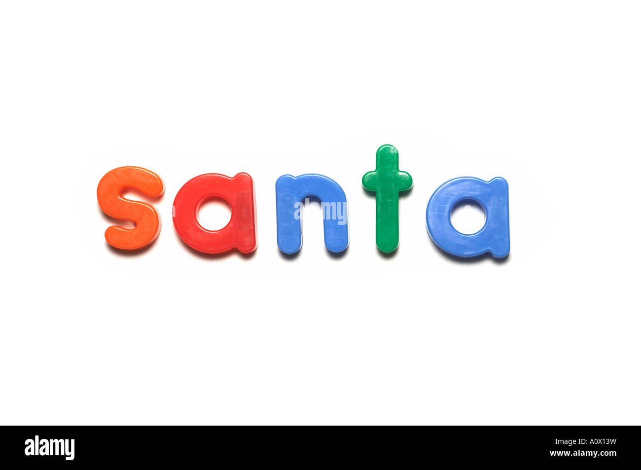 alphabet fridge magnets spelling santa,words Stock Photo