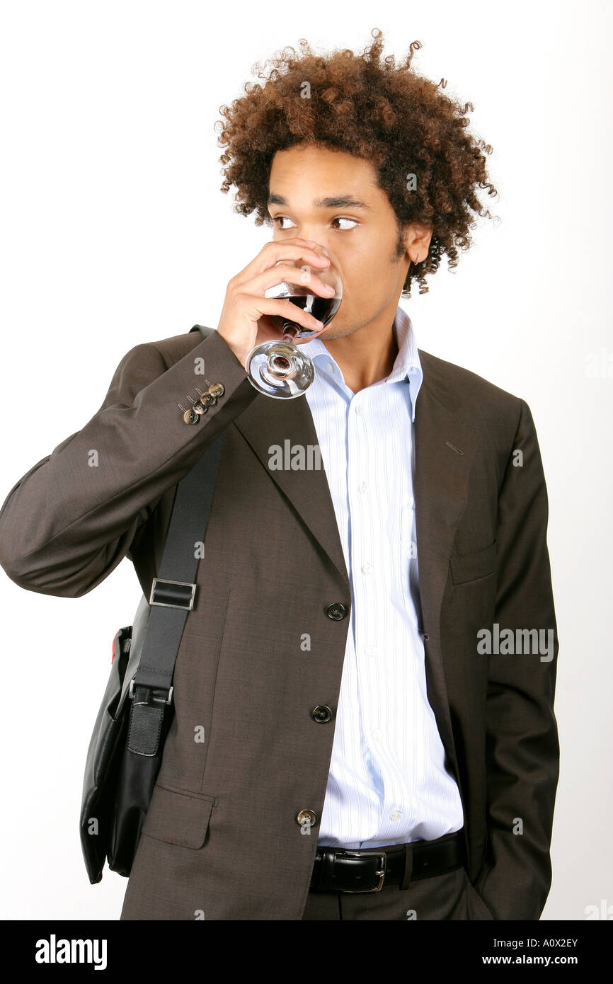 Young Man Drinking Wine Model Released Stock Photo - Alamy