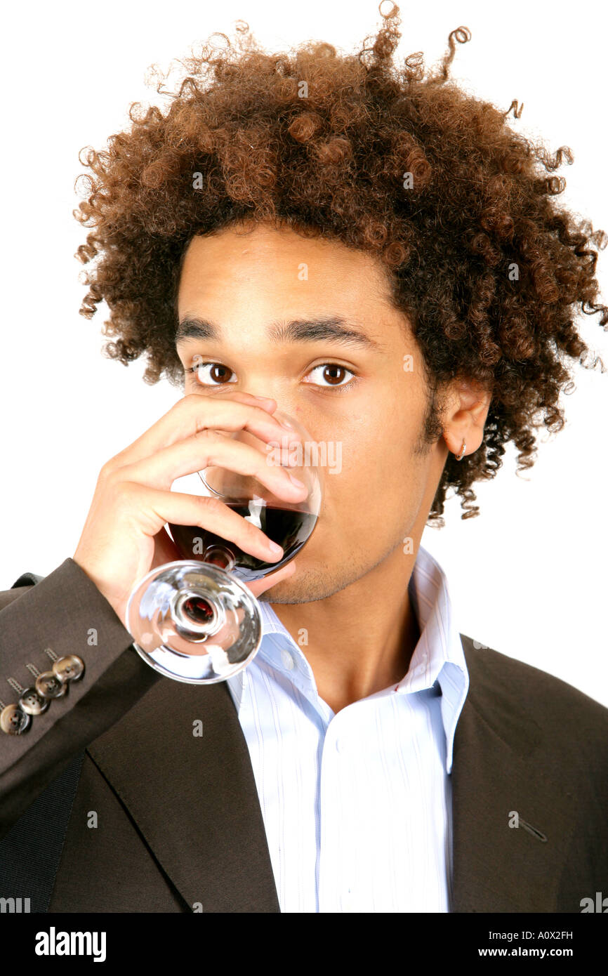 Young Man Drinking Wine Model Released Stock Photo - Alamy