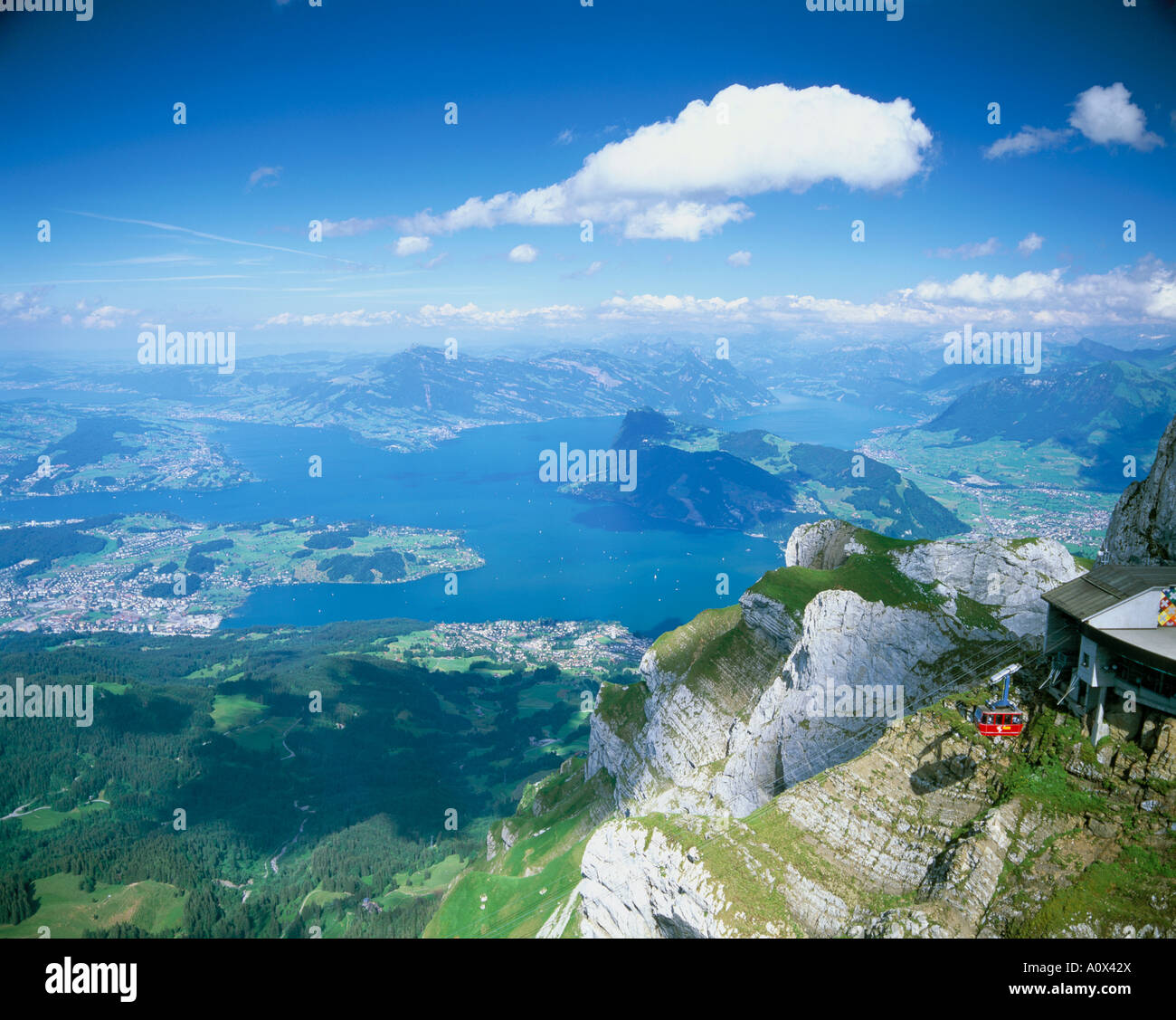 View from Mount Pilatus over Lake Lucerne Switzerland Europe Stock Photo
