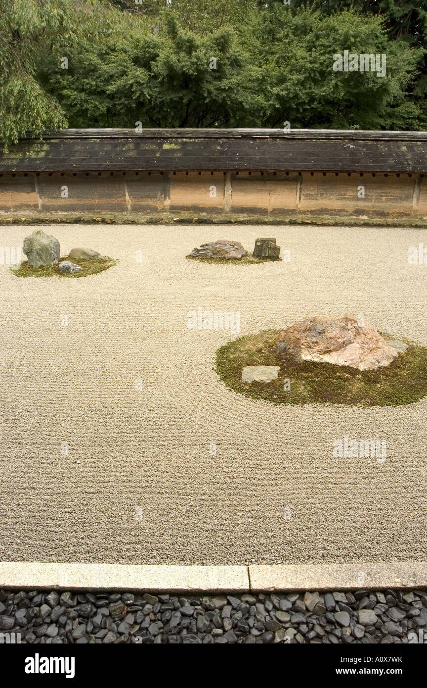 Ryoanji temple rock garden Ryoan ji UNESCO World Heritage Site Kyoto city Honshu Japan Asia Stock Photo