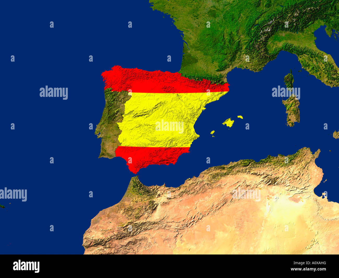 Spain map satellite geography hi-res stock photography and images - Alamy