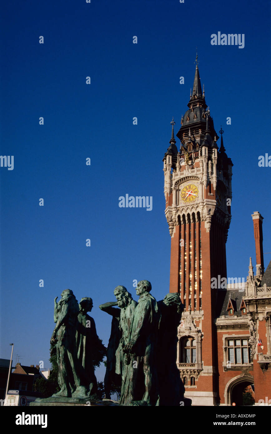 Rodin s Burghers and town hall Calais Nord Pas de Calais France Europe ...