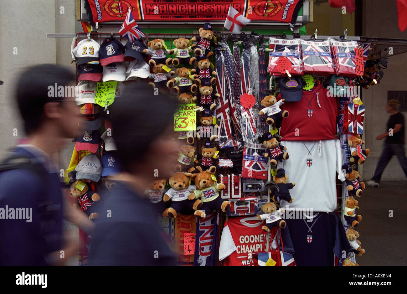 United Kingdom, England, London. Souvenir stall in Oxford Street Stock