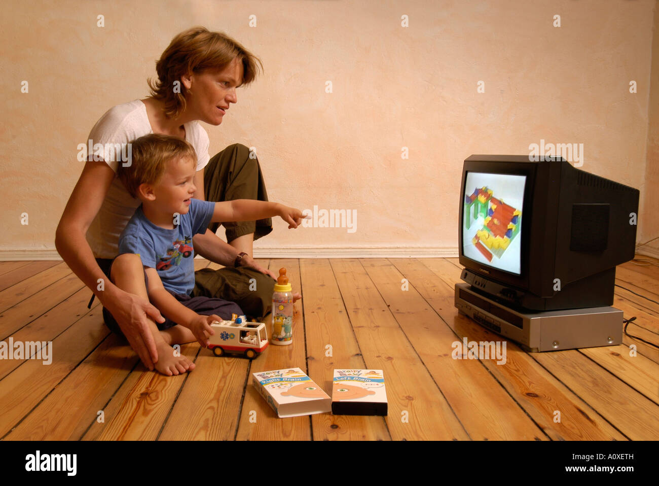 Mother and child watching a video Stock Photo