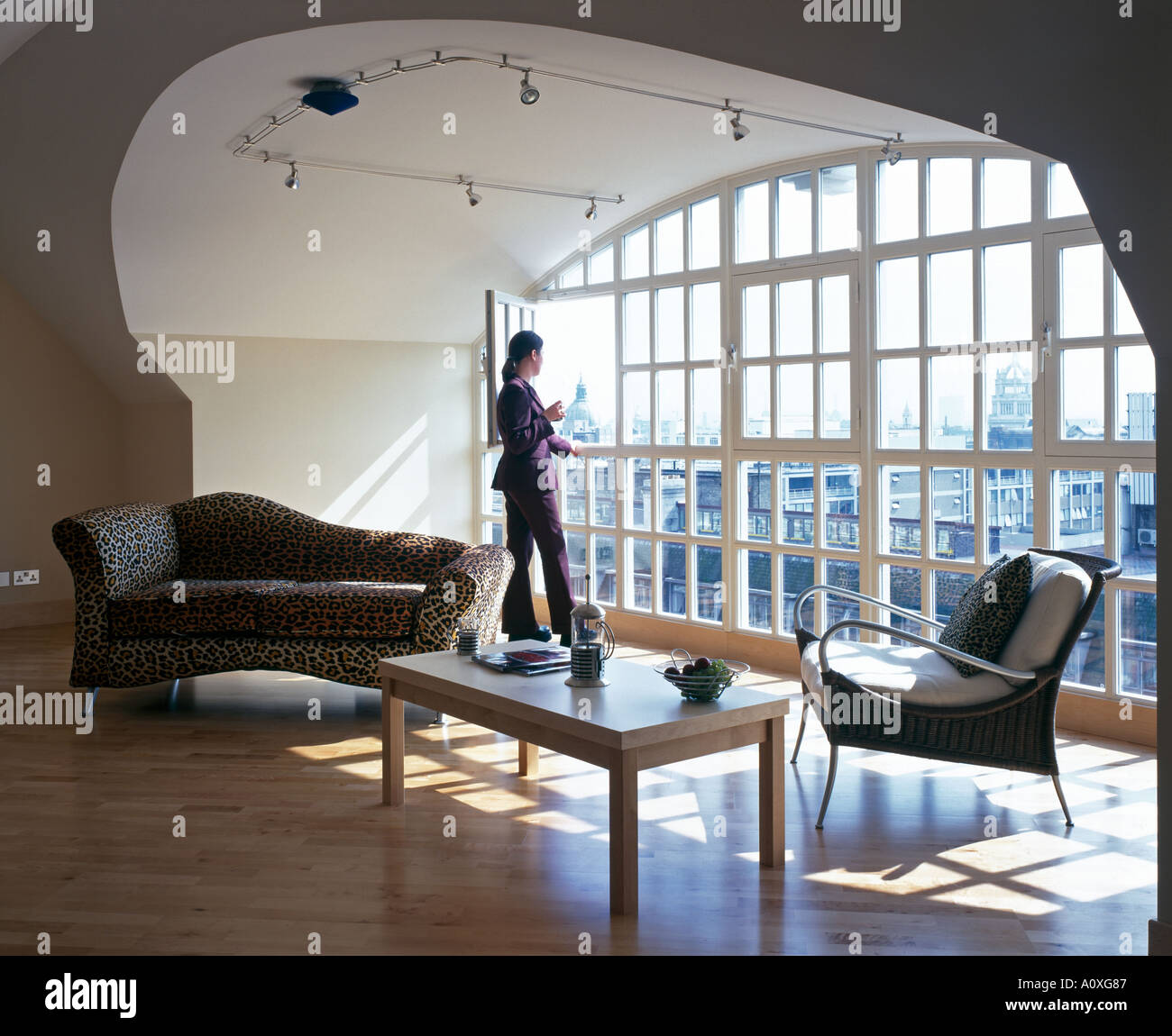 Prefabricated penthouse loft apartment. Living space Stock Photo - Alamy - Space-Saving Penthouse Contemporary Loft.
