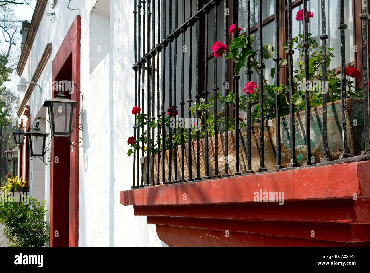 Typical colonial house front in San Angel Mexico City Stock Photo Alamy
