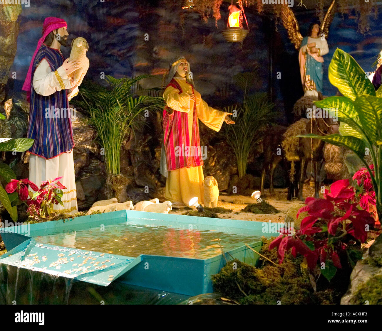 Nativity scene in the church of St John the Baptist in Coyoacan Mexico