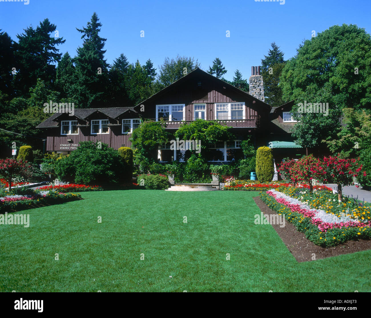 Building in park, Vancouver, British Columbia, Canada Stock Photo