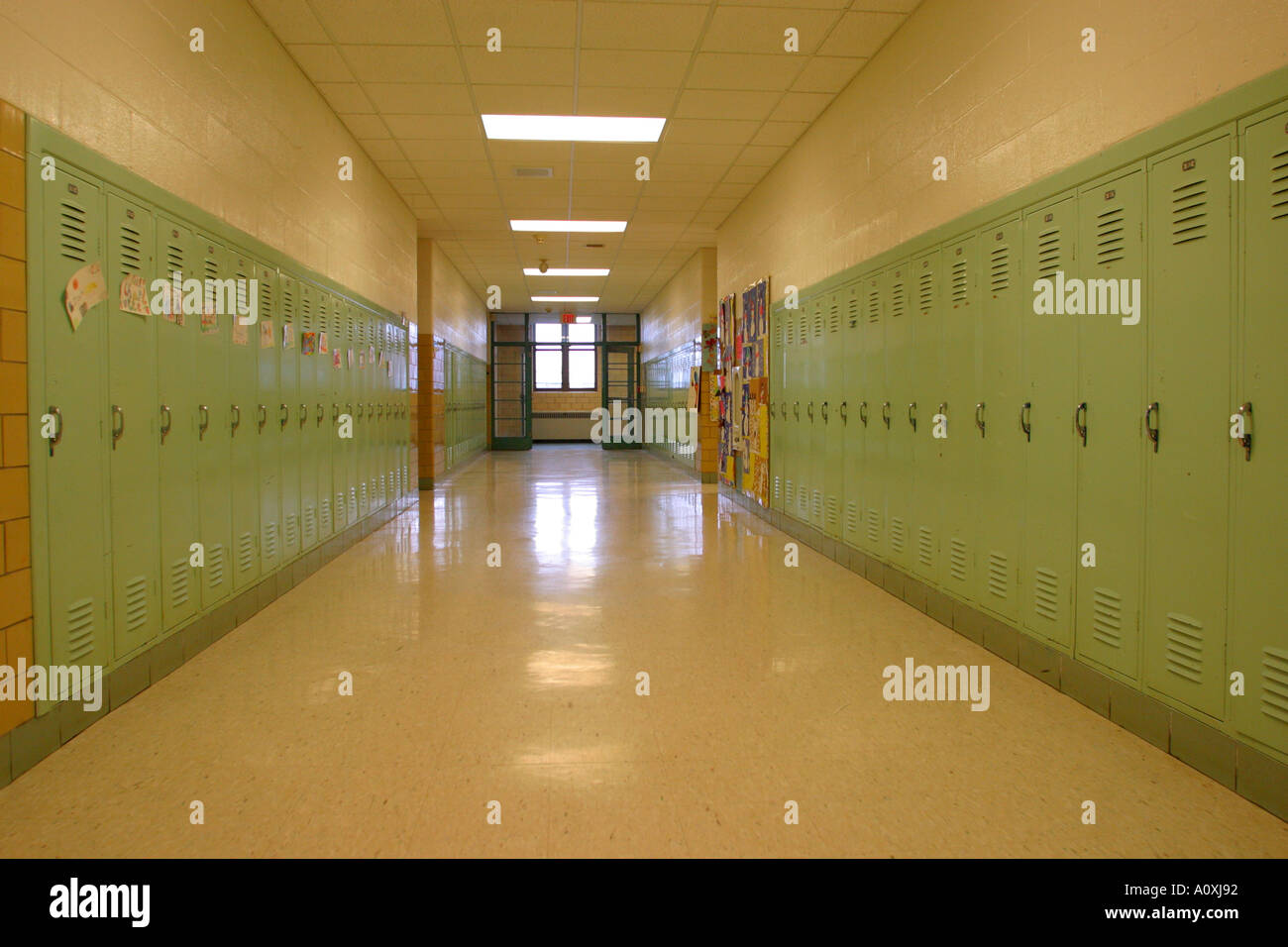 Hallway in Elementary School Boston Massachusetts Stock Photo