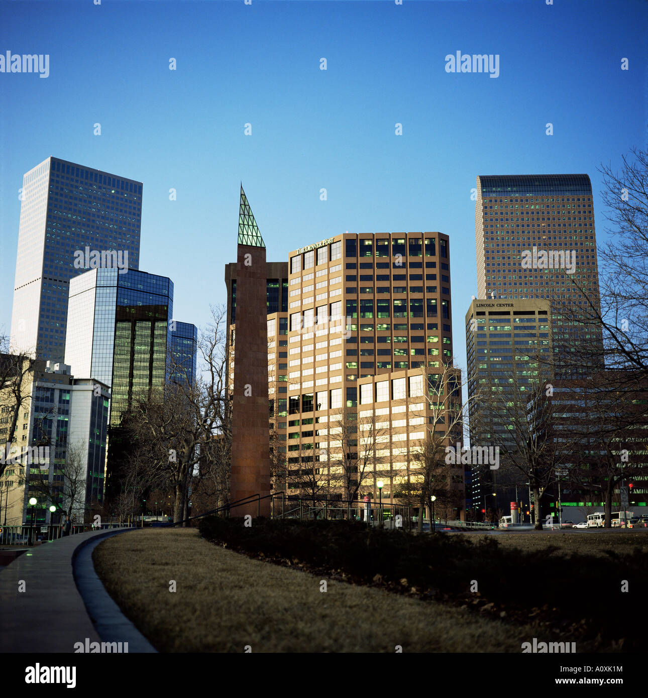 Civic Center Plaza skyscrapers in the evening Denver Colorado United ...