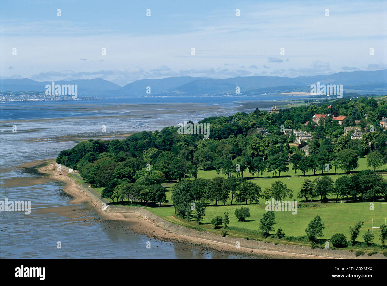 Dumbarton Castle on the north shore of the River Clyde from where Mary Queen of Scots sailed to France in 1548 Dunbartonshire Stock Photo