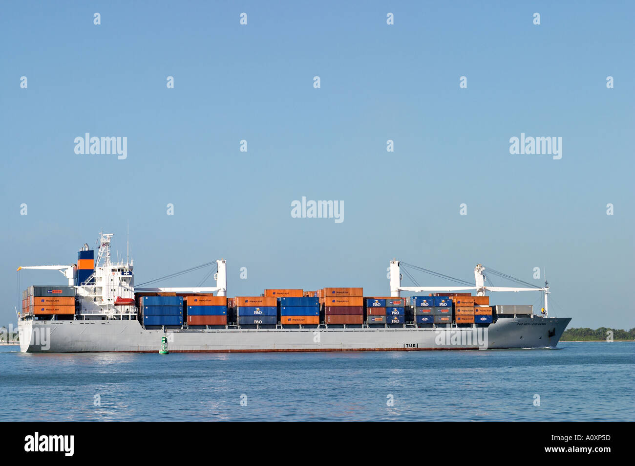PUERTO RICO San Juan Cargo container ship leave port Stock Photo Alamy