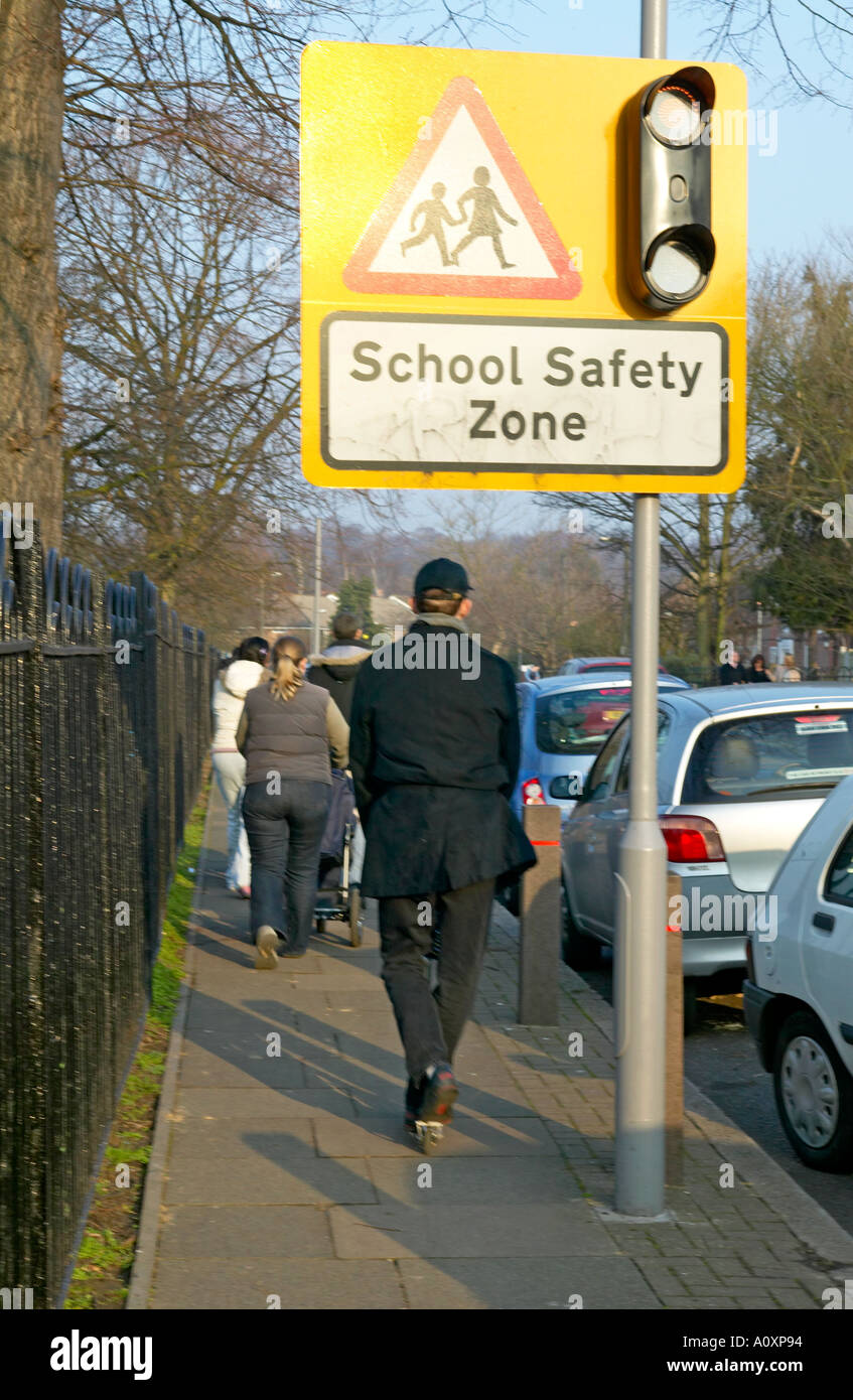 Urban Living, traffic-calming outside school. Stock Photo