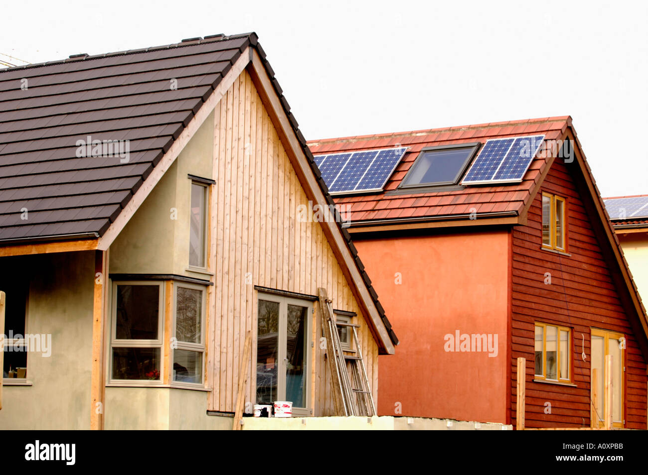 Self build ECO homes under construction at the Ashley Vale site in