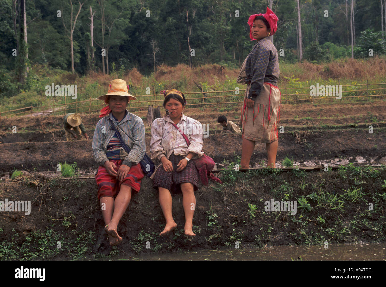 Karen hill tribe people, Mae Sariang area N Thailand Stock Photo