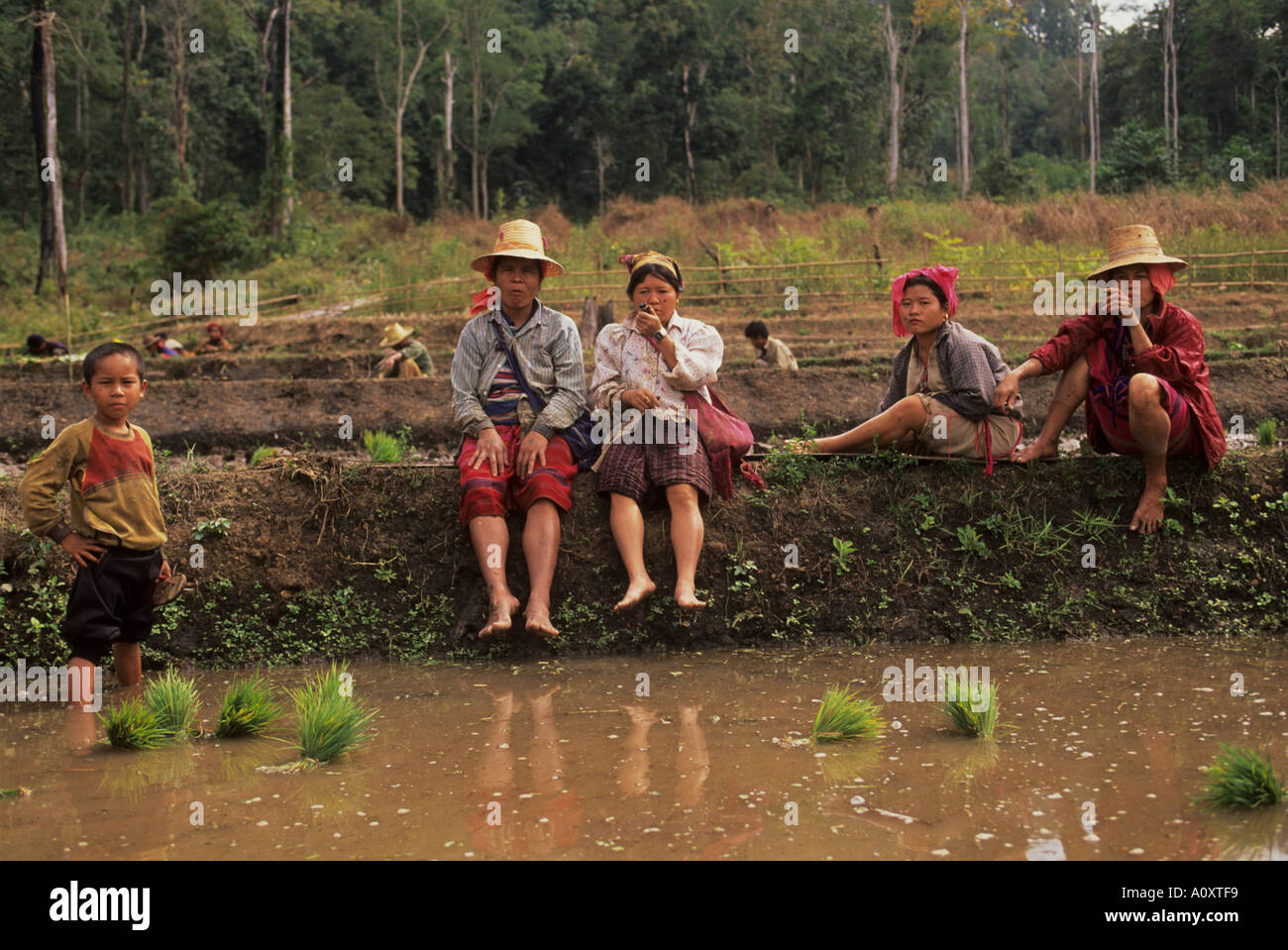 Karen hill tribe people, Mae Sariang area N Thailand Stock Photo