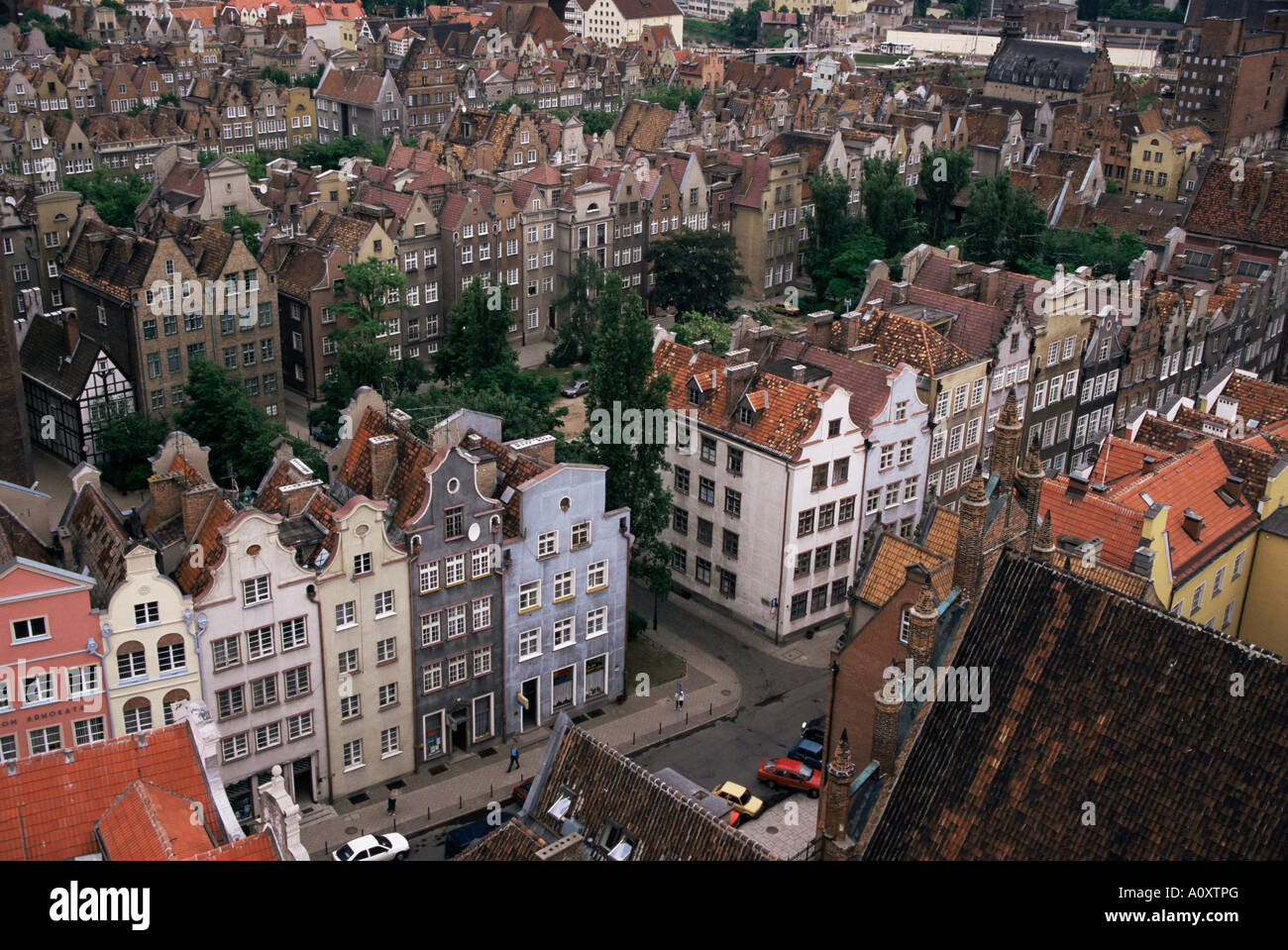 Gables and painted facades of Hanseatic Gdansk Gdansk Pomerania Poland Europe Stock Photo