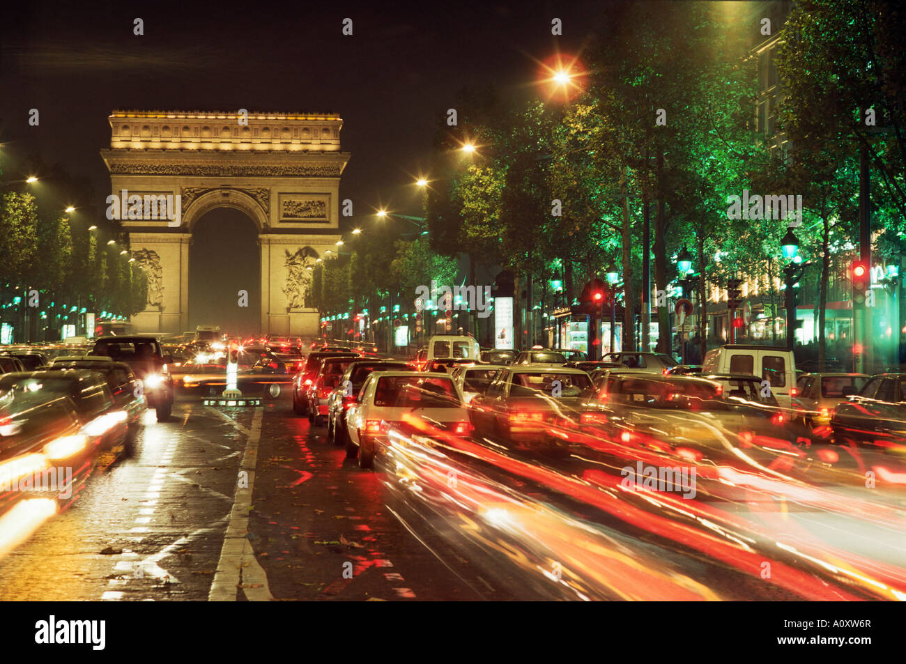 Avenue des Champs Elysees and the Arc de Triomphe Paris France Europe Stock Photo