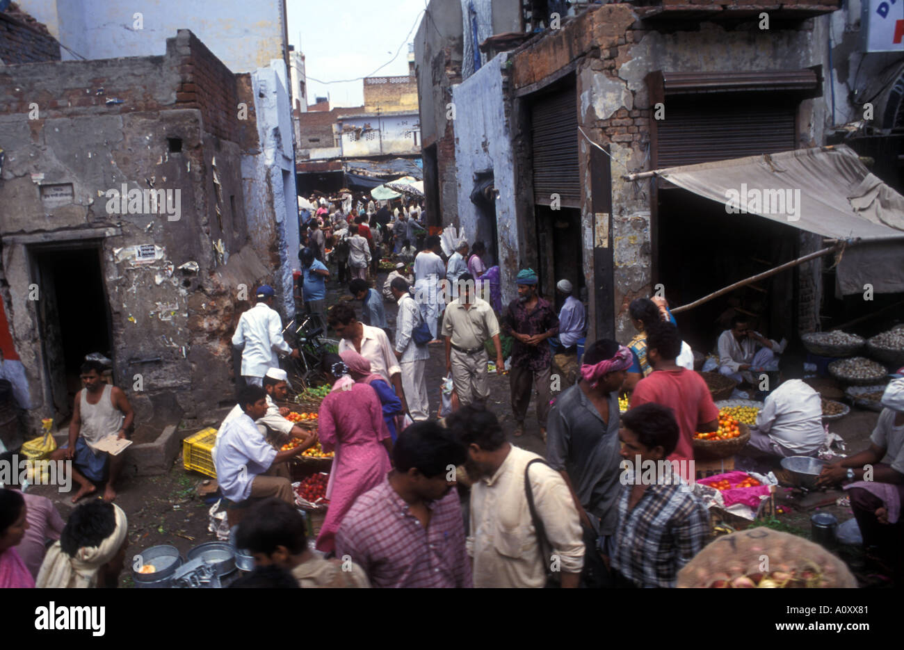 Lively street scene in Agra city in Rajasthan India Stock Photo